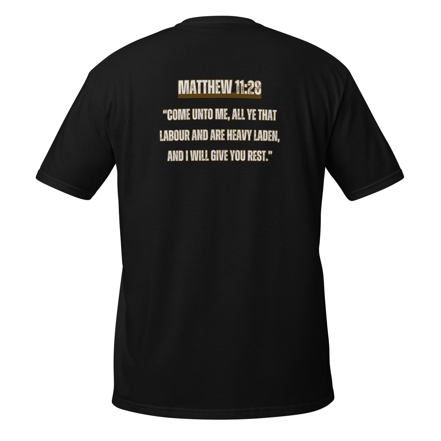 REACH UP "Matthew 11:28" Short-Sleeve Unisex Cotton T-Shirt
