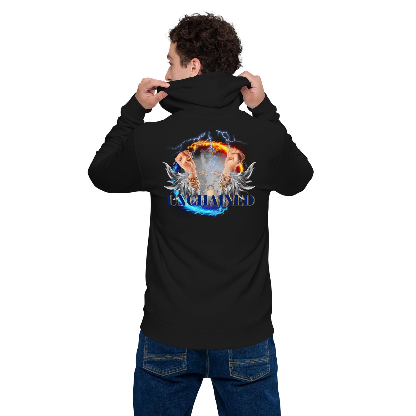 UNCHAINED Unisex basic custom printed zip hoodie jacket