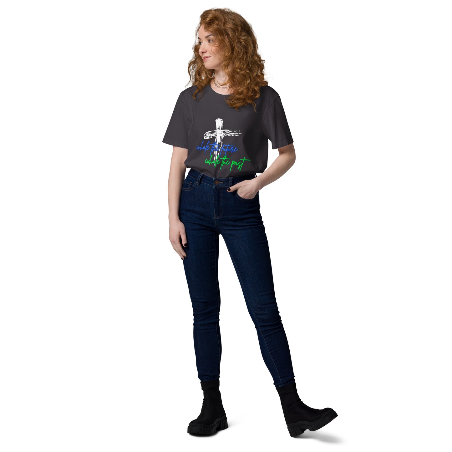 Inhale-Exhale Unisex organic graphic cotton t-shirt