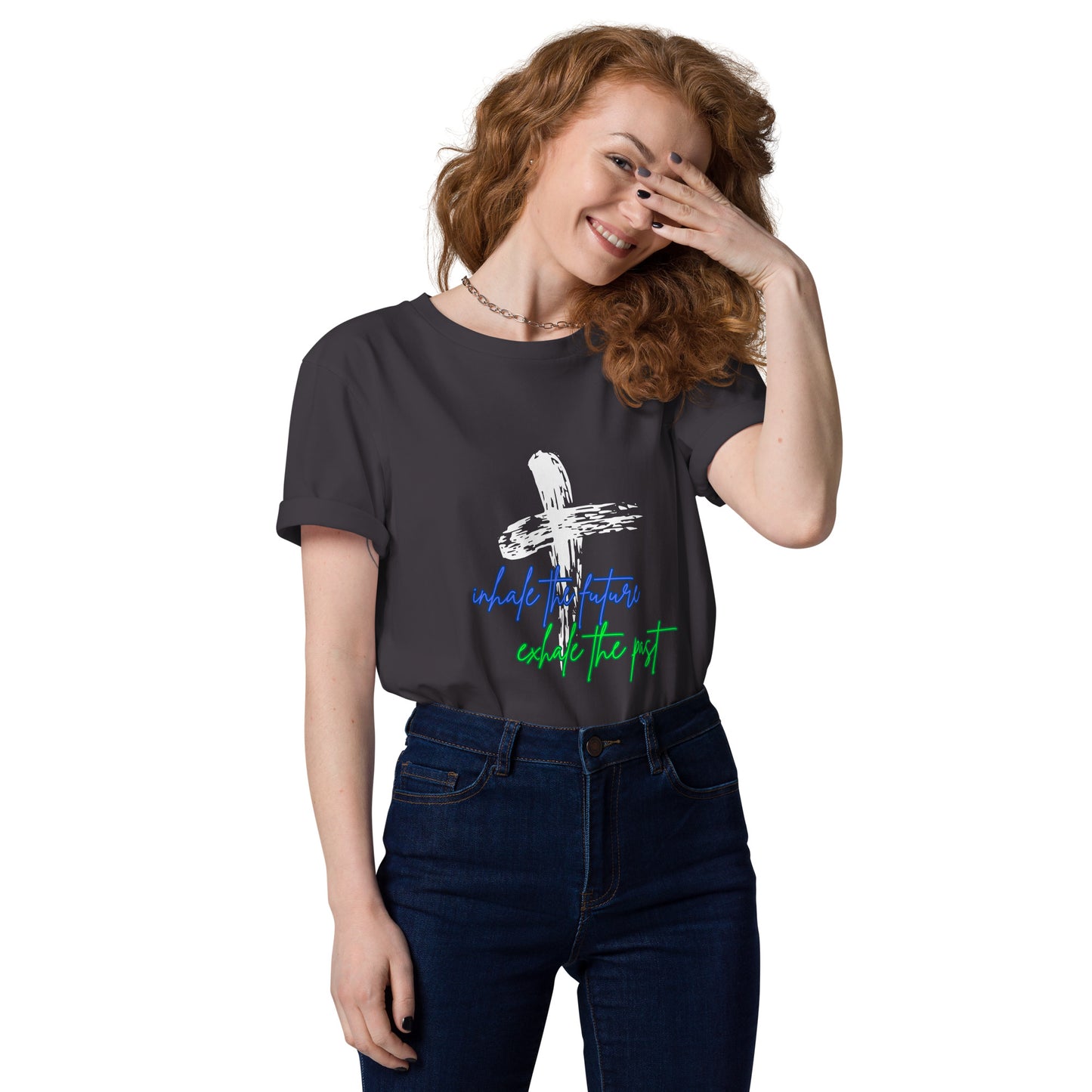 Inhale-Exhale Unisex organic graphic cotton t-shirt