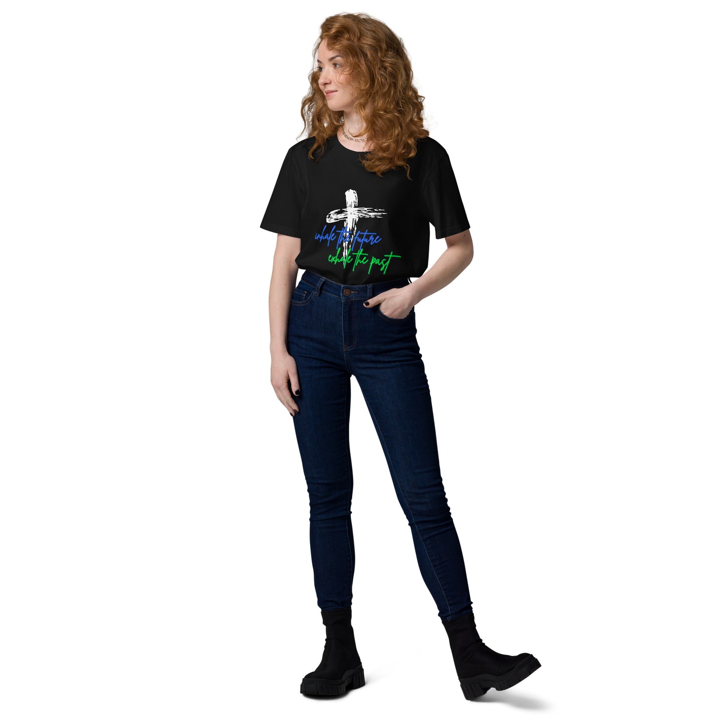 Inhale-Exhale Unisex organic graphic cotton t-shirt