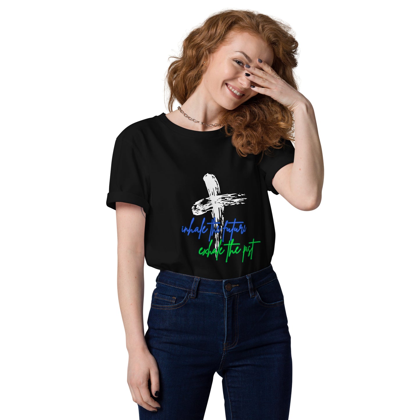 Inhale-Exhale Unisex organic graphic cotton t-shirt
