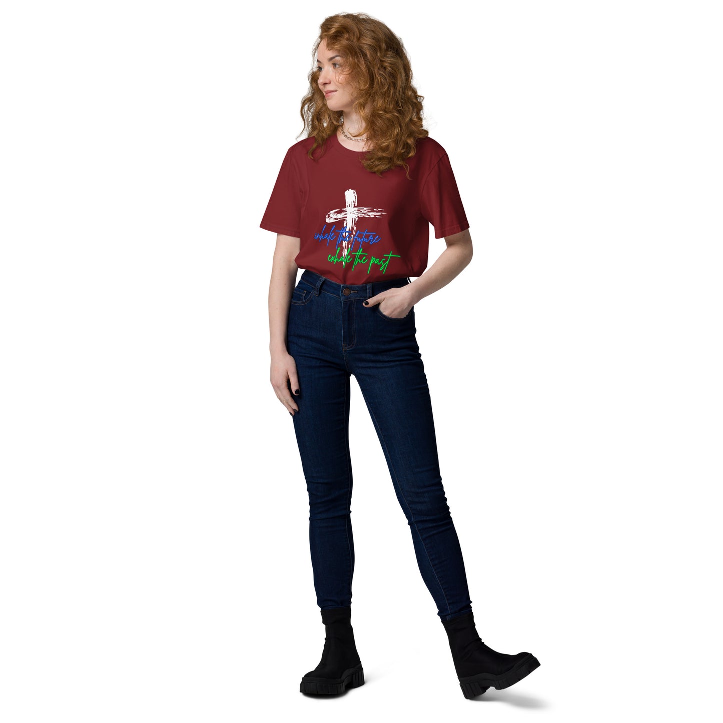 Inhale-Exhale Unisex organic graphic cotton t-shirt