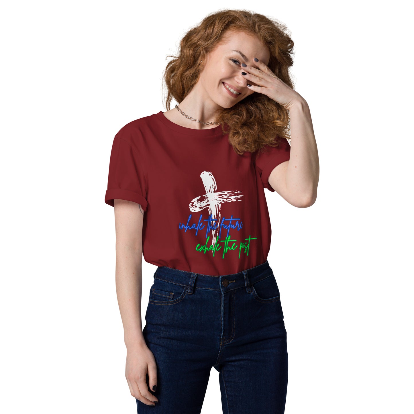 Inhale-Exhale Unisex organic graphic cotton t-shirt