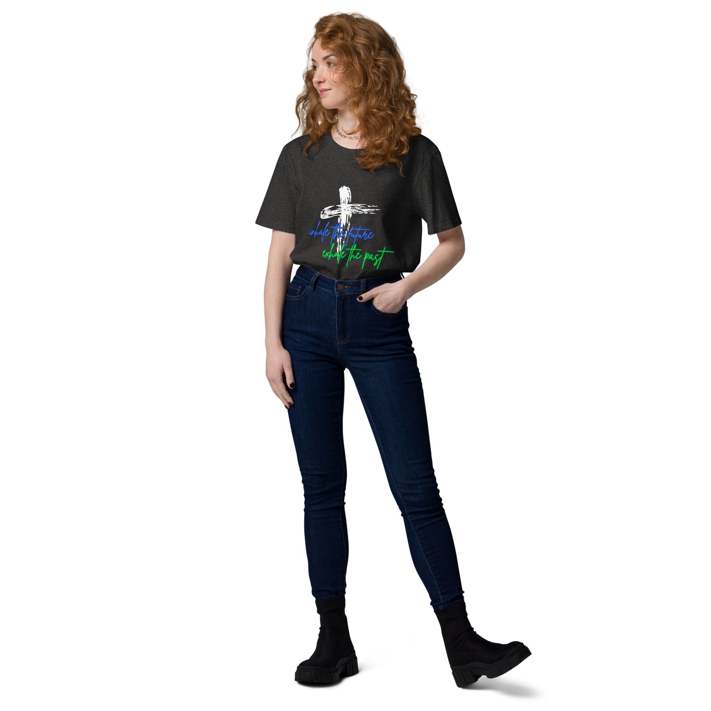 Inhale-Exhale Unisex organic graphic cotton t-shirt