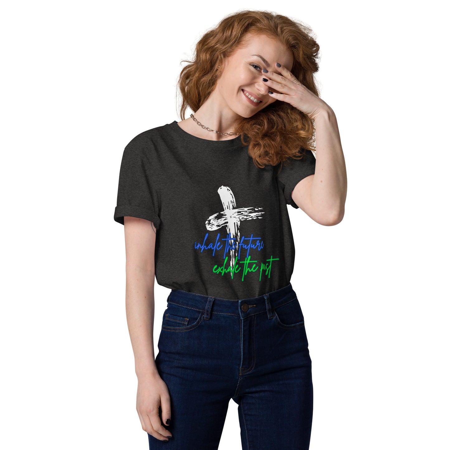 Inhale-Exhale Unisex organic graphic cotton t-shirt