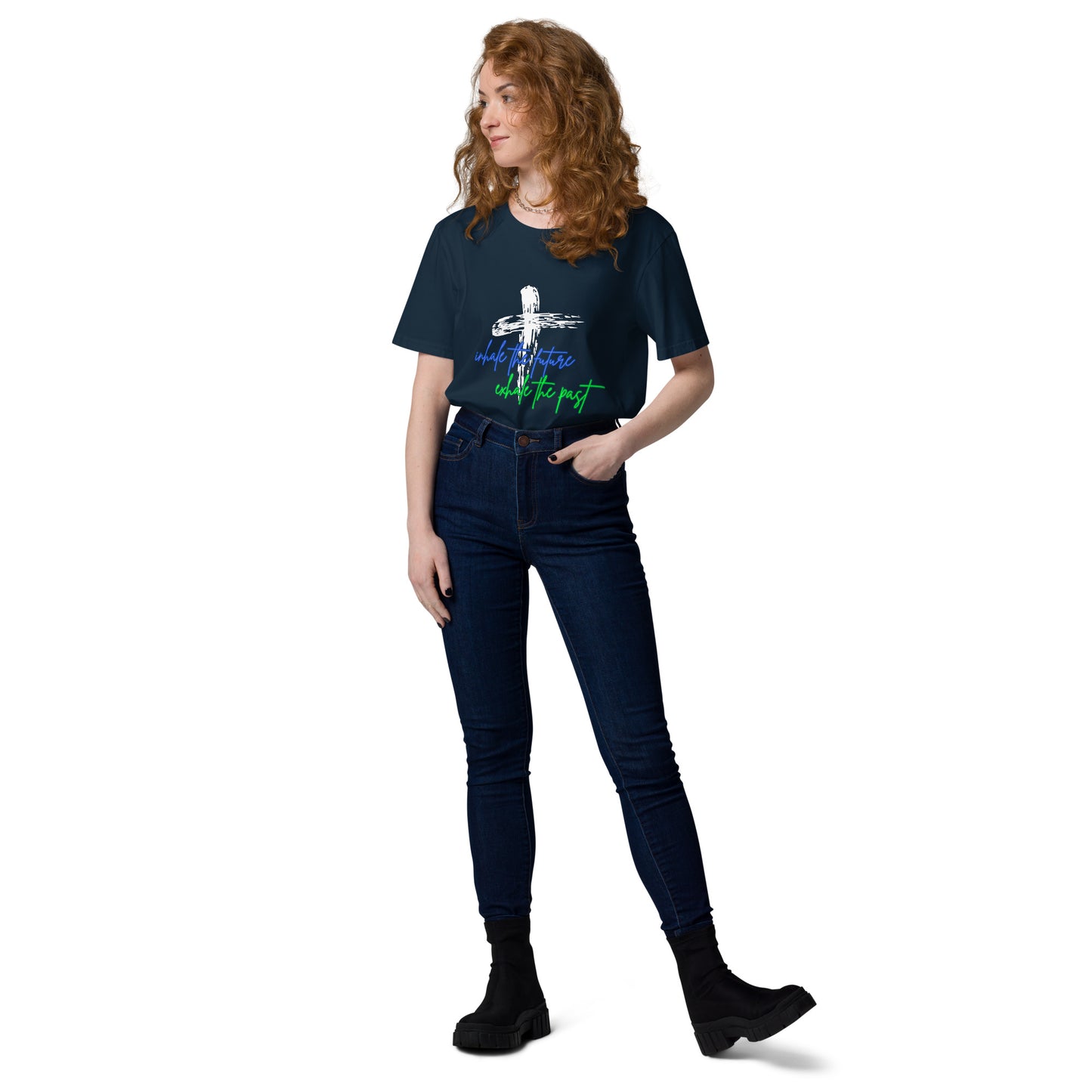 Inhale-Exhale Unisex organic graphic cotton t-shirt