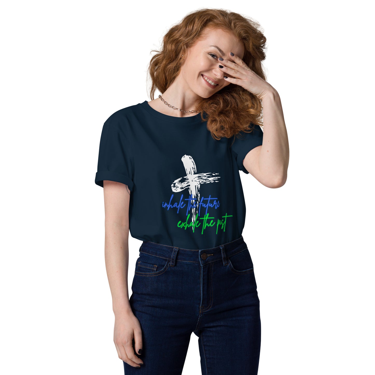 Inhale-Exhale Unisex organic graphic cotton t-shirt
