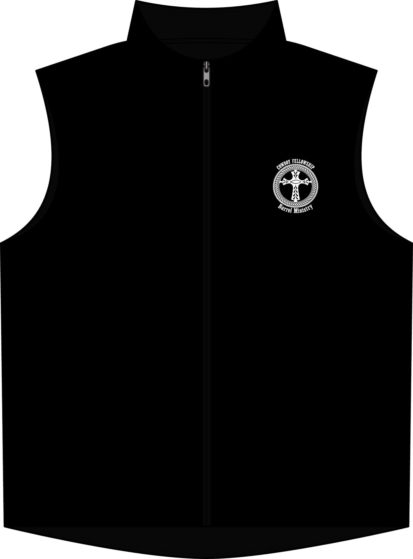 Cowboy Fellowship Church Barrel Ministry - Duck Bonded Soft Shell Vest – Embroidered Duck Hunting Logo Vest