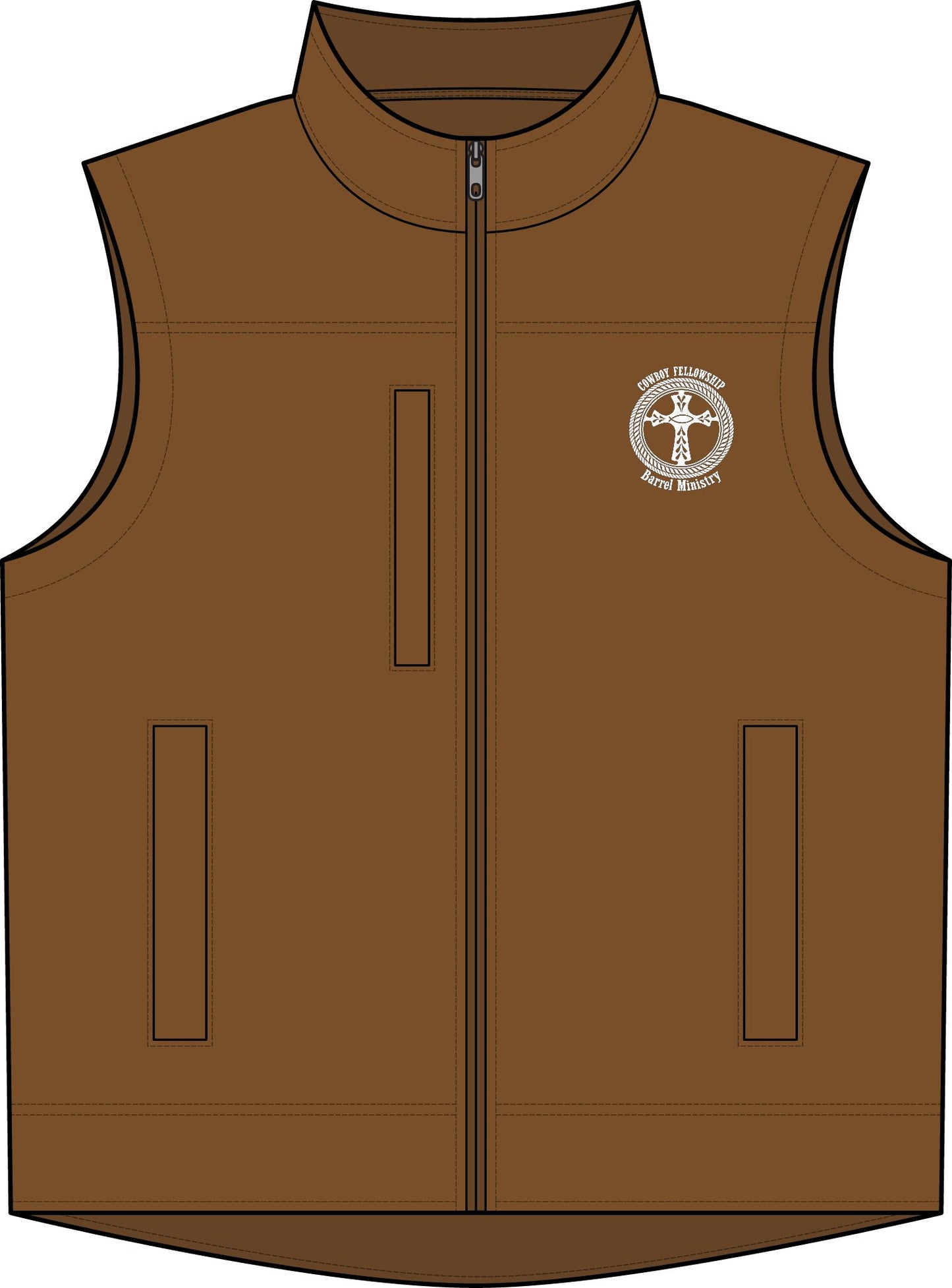 Cowboy Fellowship Church Barrel Ministry - Duck Bonded Soft Shell Vest – Embroidered Duck Hunting Logo Vest