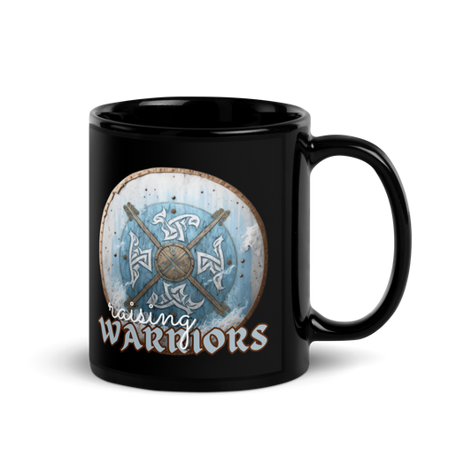 Raising WARRIORS Graphic Black Glossy Mug
