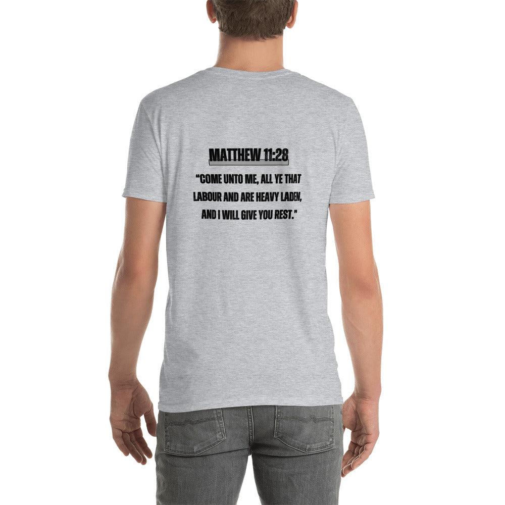 REACH UP "Matthew 11:28" Short-Sleeve Unisex T-Shirt