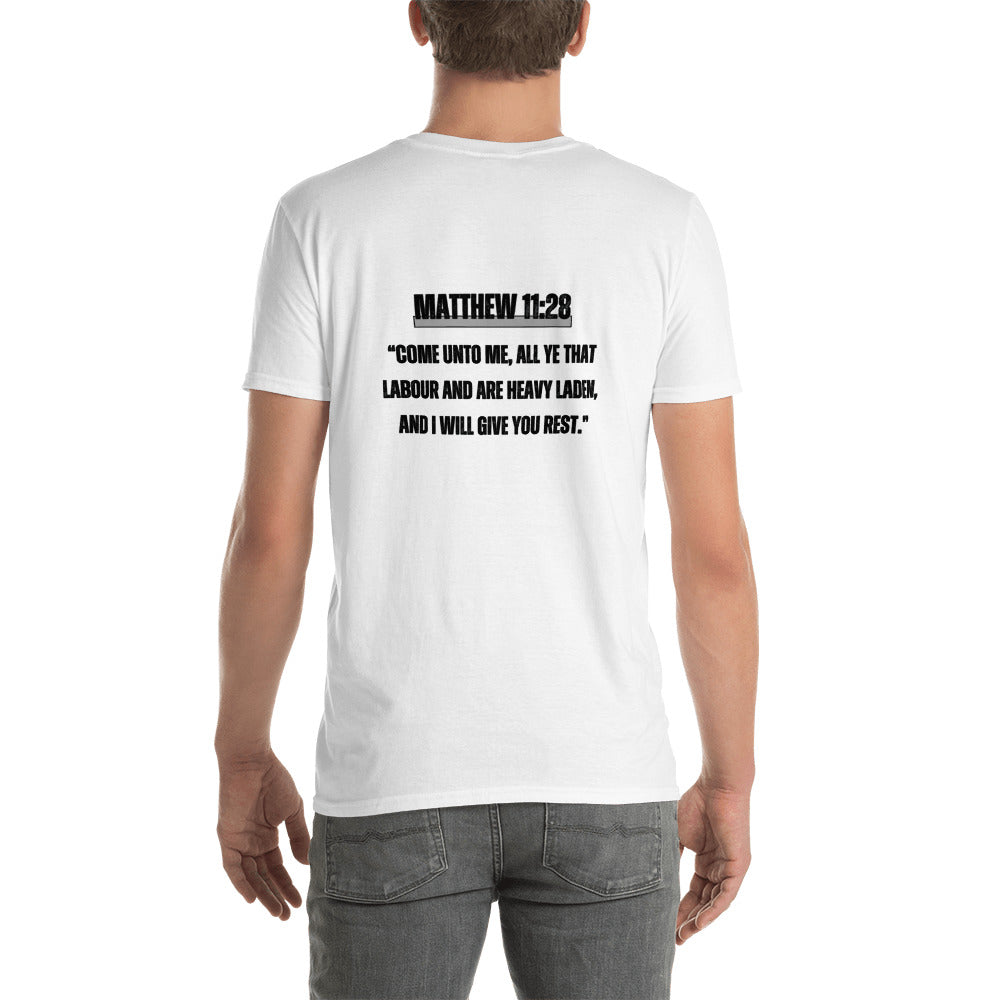 REACH UP "Matthew 11:28" Short-Sleeve Unisex T-Shirt