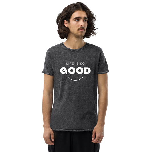 LIFE IS SO GOOD Cotton Denim Look T-Shirt